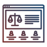 Ícone de uma tela de computador com ícones relacionados a advocacia