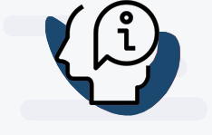 Ícone de uma cabeça de perfil com um i no centro