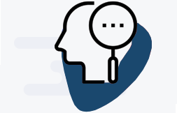 Ícone de uma cabeça de perfil com uma lupa