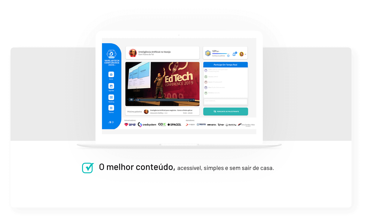 Imagem de um MacBook branco com texto 'O Melhor Conteúdo'